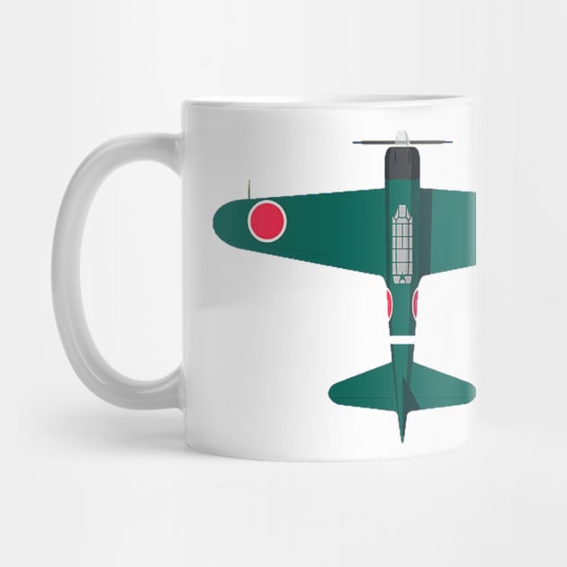 Green A6M Zero 2D plane by Cloutshop